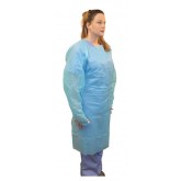 CPE 45 inch long 4 mil Isolation Gown with Long Sleeve and Thumb Loop MCPE-45B-L-4 - Blue, 100 count